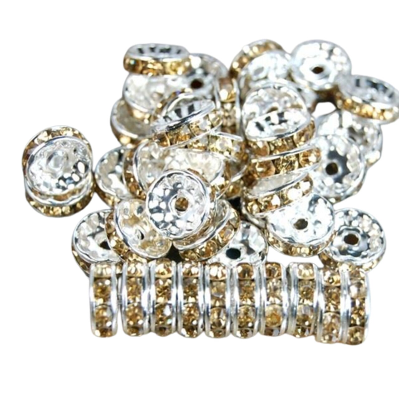 Kitcheniva 100 Pcs Czech Crystal Rhinestone Silver Rondelle Spacer Beads